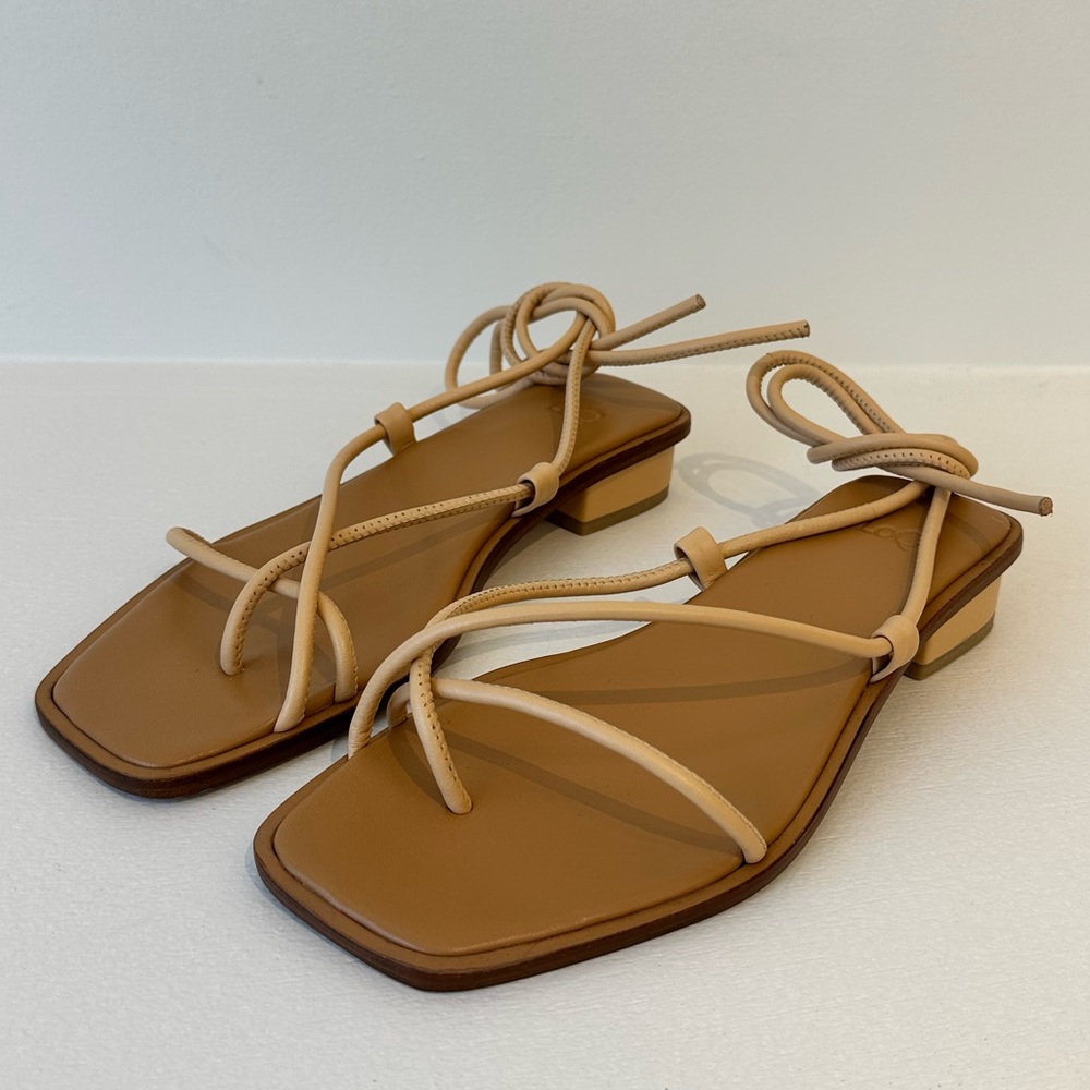 NEW LOQ nude strappy lace up sandals